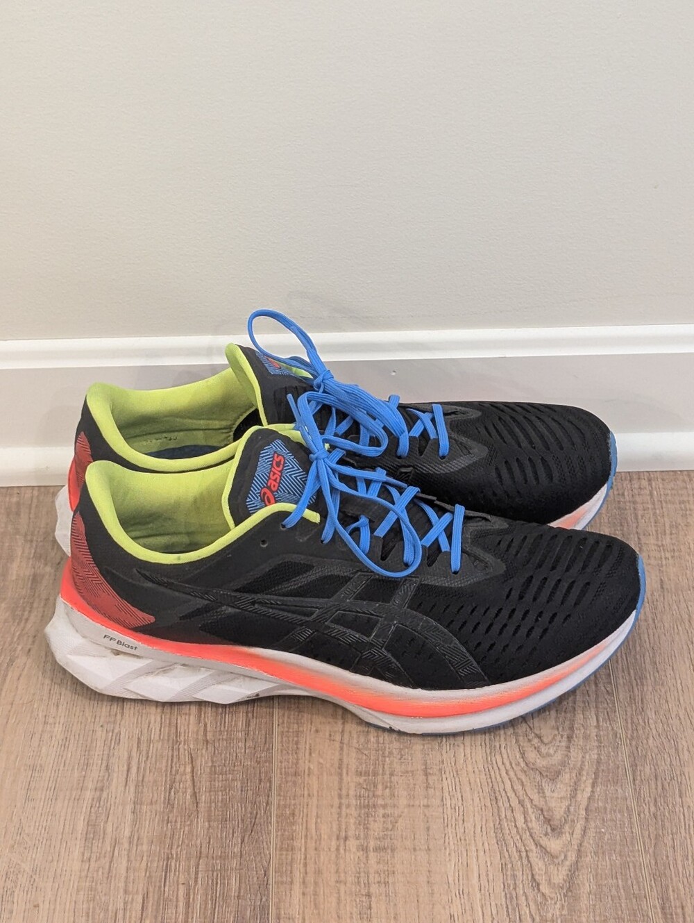 ASICS Dynablast 2 Mens Size 11 Running Shoes Black Blue FF Blast 1011A681